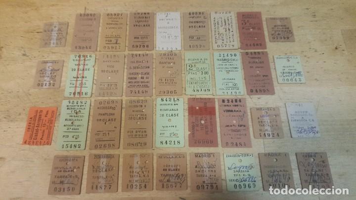 Coleccionismo billetes de transporte: 34 billetes de tren espa&ntilde;oles, diferentes trayectos, a&ntilde;os 50 y 60