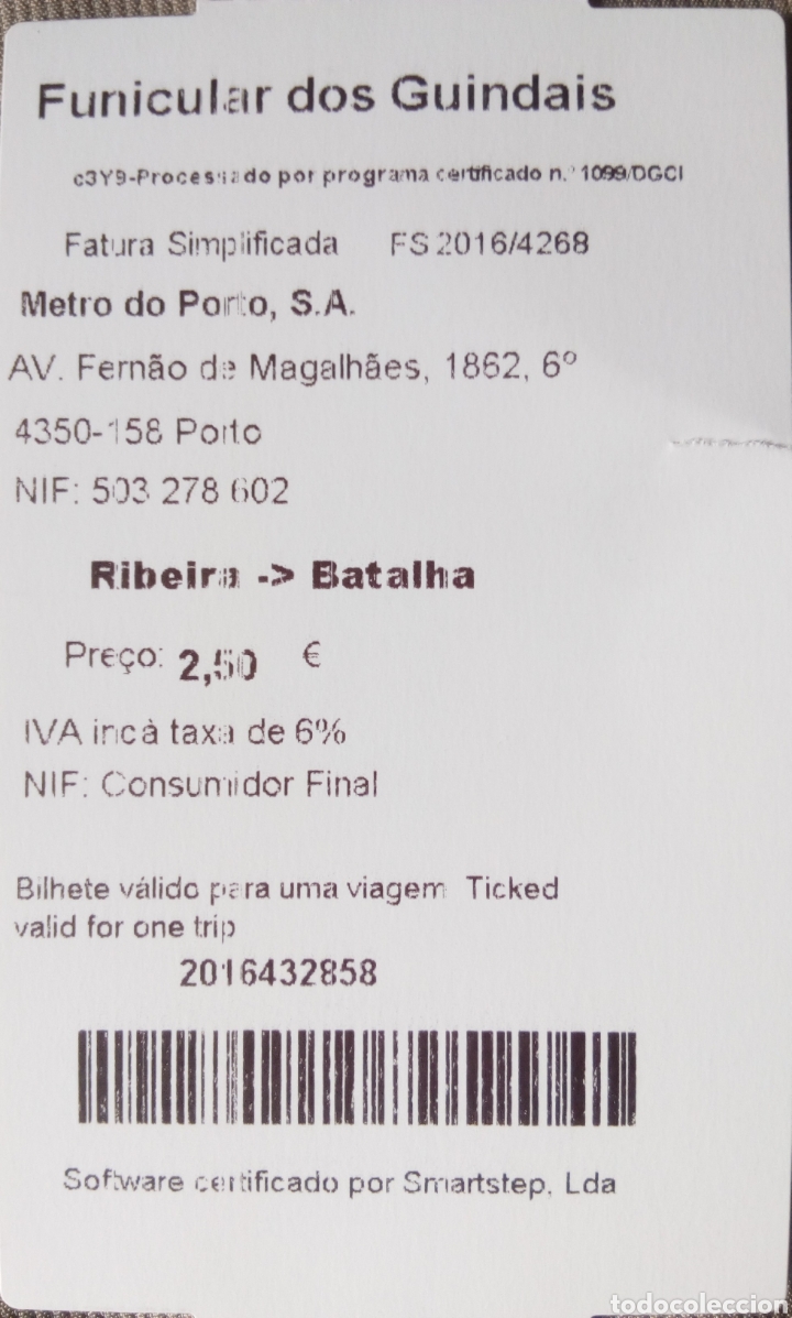 Coleccionismo billetes de transporte: TICKET FUNICULAR DOS GUINDAIS - Foto 1