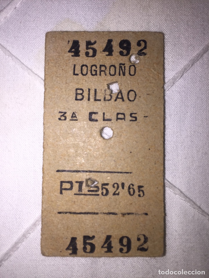 Coleccionismo Billetes de transporte: Billete de ferrocarril // Logro&ntilde;o - Bilbao Abando // 3&ordf; clase // 1958