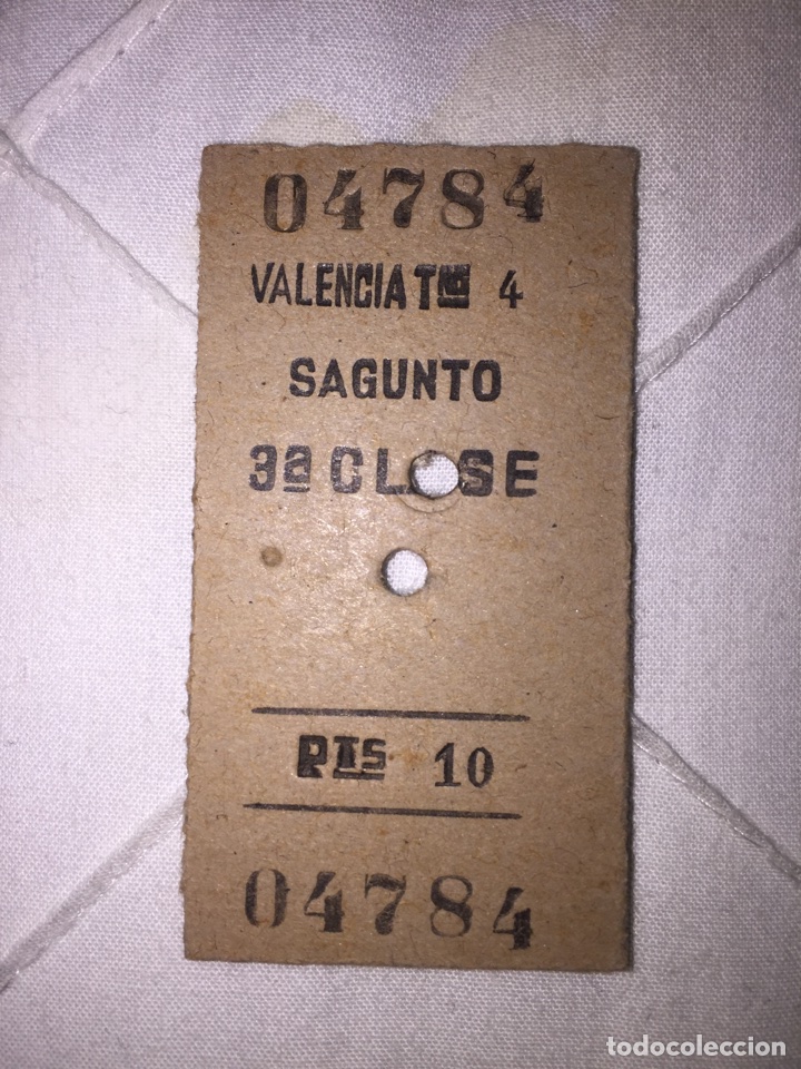 Coleccionismo Billetes de transporte: Billete de ferrocarril // Valencia T&eacute;rmino - Sagunto // 3&ordf; clase // 1959