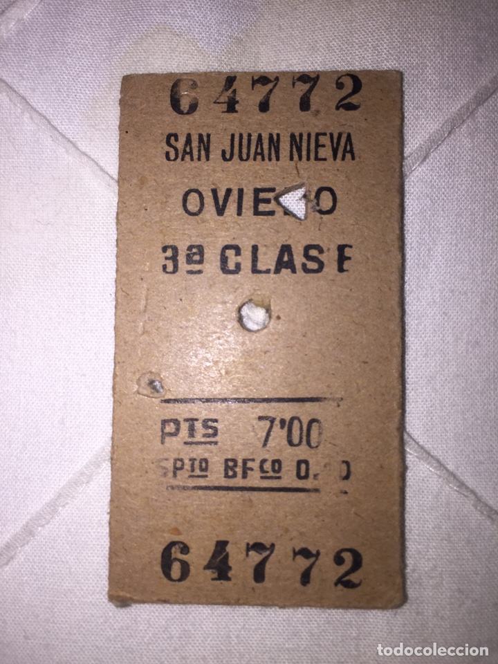 Collectables Transport Tickets: Billete de ferrocarril // San Juan de Nieva - Oviedo // 3&ordf; clase // 1958