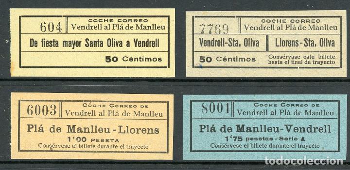 Coleccionismo Billetes de transporte: (L205) 3 BILLETES DEL COCHE CORREO VENDRELL PLA DE MANLLEU // U8