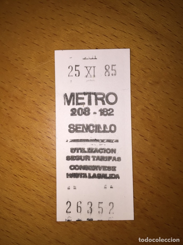 Collectables Transport Tickets: Billete de Metro Madrid // Sencillo // 1985 // Reverso Caja Postal (rojo)