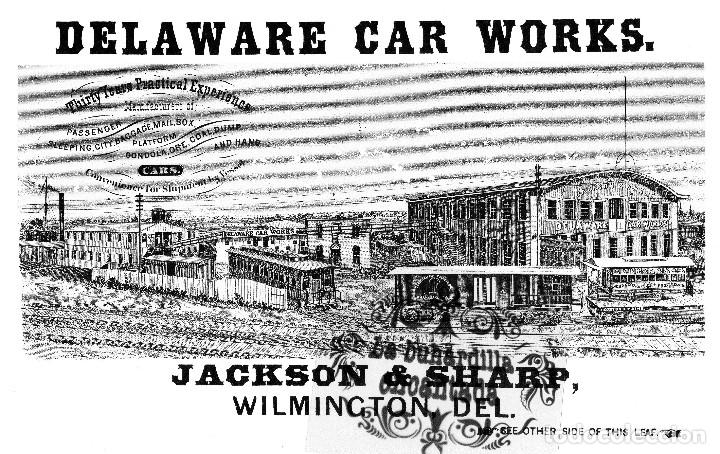 Collectables Transport Tickets: LAMINA TRANVIAS ANTIGUA PUBLICIDAD JDELAWARE CAR WORKS JACKSON & SHARP TRAMWAY CARS - FERROCARRIL