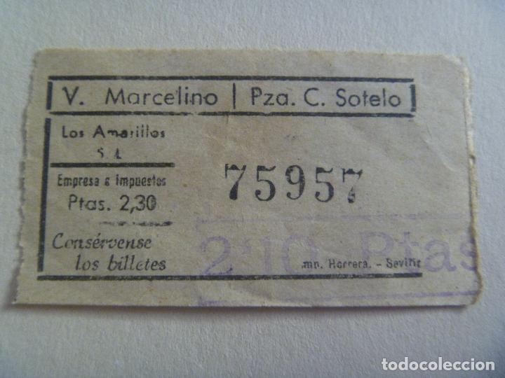 Coleccionismo Billetes de transporte: BILLETE DE EMPRESA DE AUTOBUSES LOS AMARILLOS , SEVILLA : V. MARCELINO-PLAZA CALVO SOTELO. CAPICUA