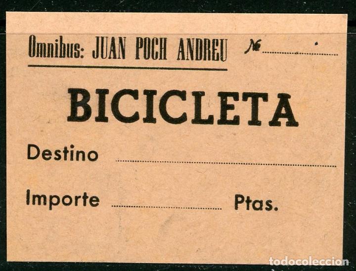 Coleccionismo Billetes de transporte: (L210) BILLETE DE OMNIBUS JUAN POCH ANDREU // BICICLETA // A&Ntilde;OS 50 // T1