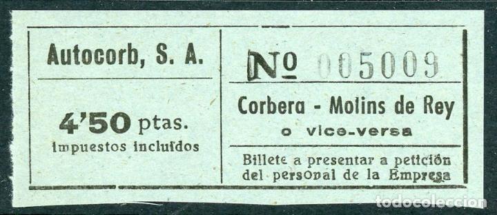 BILLETE DE AUTOCORB, S.A. // CORBERA - MOLINS DE REY // AÑOS 40/50 // T8