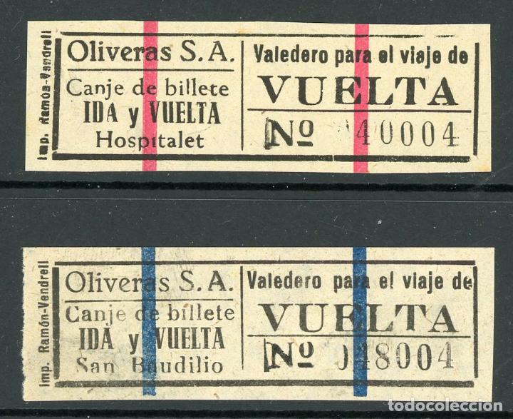 Coleccionismo Billetes de transporte: (L214) 2 BILLETES DE OLIVERAS S.A.. // HOSPITALET, SAN BAUDILIO  // A&Ntilde;OS 50 // T13