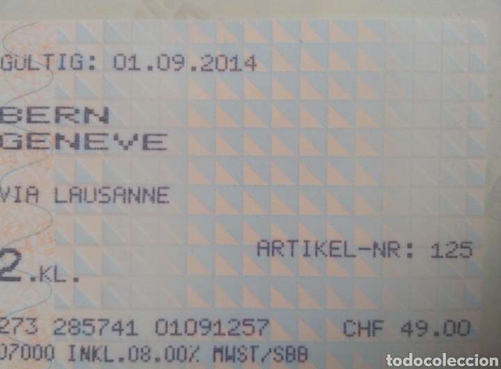 Coleccionismo billetes de transporte: BILLETE DE TREN DE DE BERNA A GINEBRA
