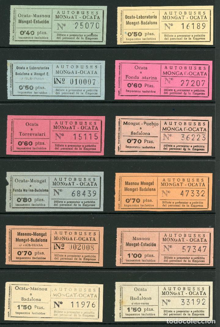 Coleccionismo Billetes de transporte: (L228) 12  BILLETES DE AUTOBUSES MONGAT - OCATA //  A&Ntilde;OS 40-50 // U44