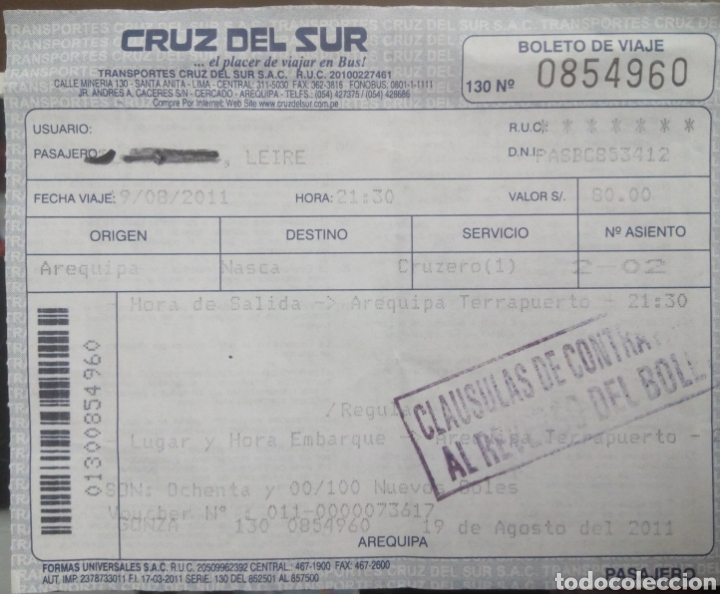 Sammeln von Fahrkarten: BILLETE DE TRANSPORTE DE PER&Uacute;