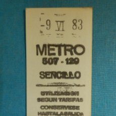 Coleccionismo Billetes de transporte: BILLETE DE TRANSPORTE - METRO DE MADRID - SENCILLO - AÑO 1983