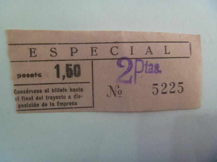 Sammeln von Fahrkarten: BILLETE DE AUTOBUS SERVICIO ESPECIAL,. CON SOBRETASA . CAPICUA