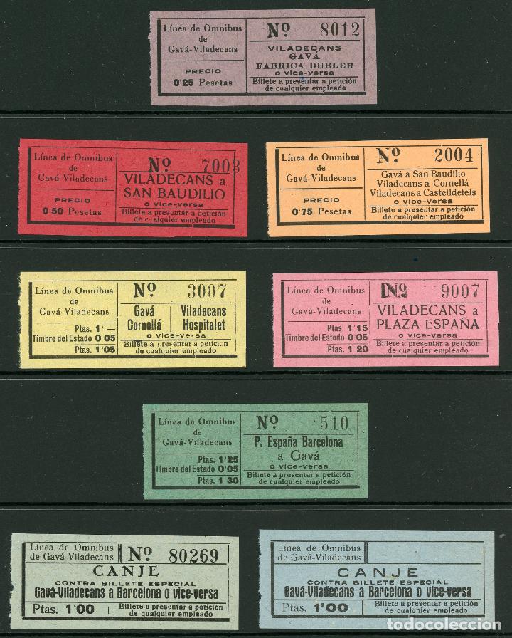 Coleccionismo Billetes de transporte: (L256) 8 BILLETES DE OMNIBUS DE GAVA A VILADECANS // A&Ntilde;OS 50 // X29