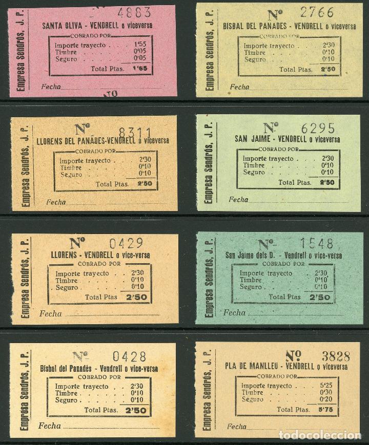 Coleccionismo Billetes de transporte: (L277) 8 BILLETES DE EMPRESA SENDROS, J.P. // ZONA DEL  VENDRELL // A&Ntilde;OS 50 // V8