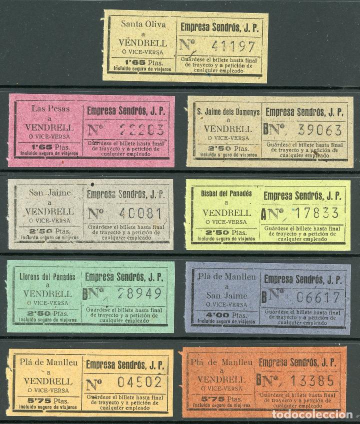 Coleccionismo Billetes de transporte: (L276) 9 BILLETES DE EMPRESA SENDROS, J.P.  // A&Ntilde;OS 50 // V7
