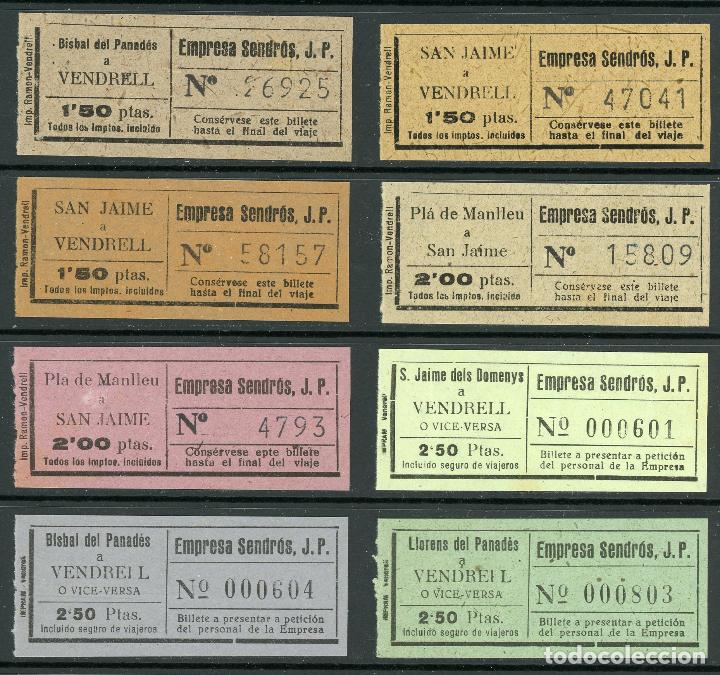 Coleccionismo Billetes de transporte: (L275) 8 BILLETES DE EMPRESA SENDROS, J.P. //A&Ntilde;OS 50 // V6