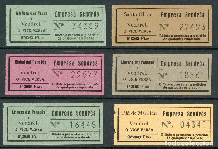 Coleccionismo Billetes de transporte: (L273) 6 BILLETES DE EMPRESA SENDROS, J.P. // Zona del VENDRELL // A&Ntilde;OS 40 // V4