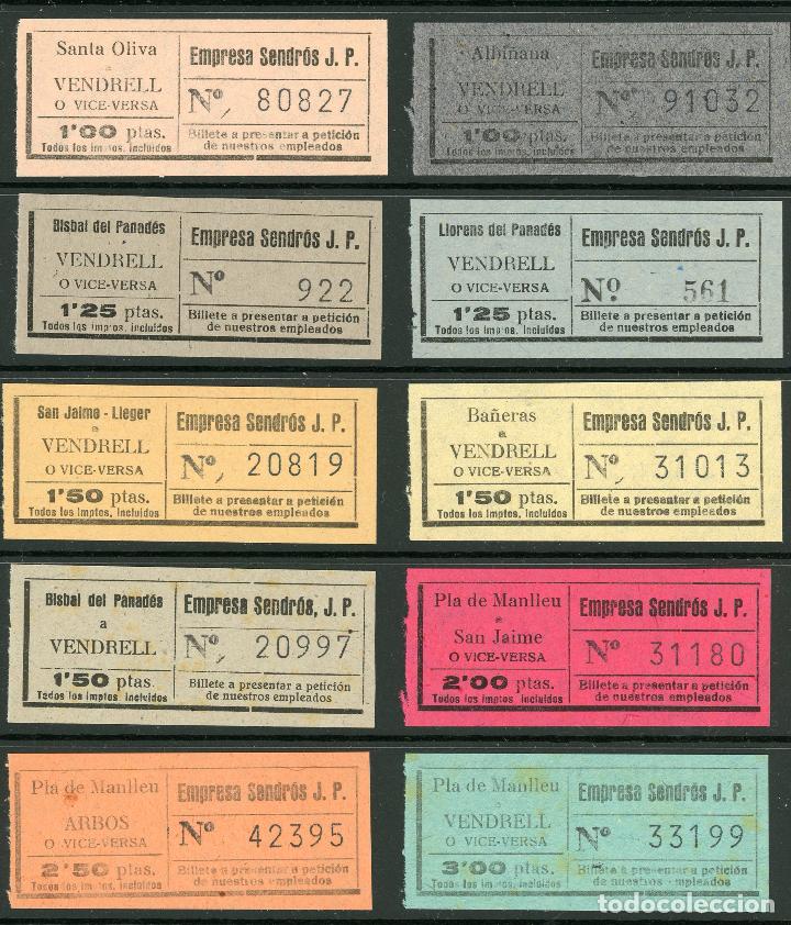 Coleccionismo Billetes de transporte: (L272) 10 BILLETES DE EMPRESA SENDROS, J.P. // Zona del VENDRELL // A&Ntilde;OS 40 // V4