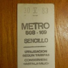 Coleccionismo Billetes de transporte: BILLETE TRANSPORTE - METRO DE MADRID - 30 DE V DE 1983 - MAYO - 