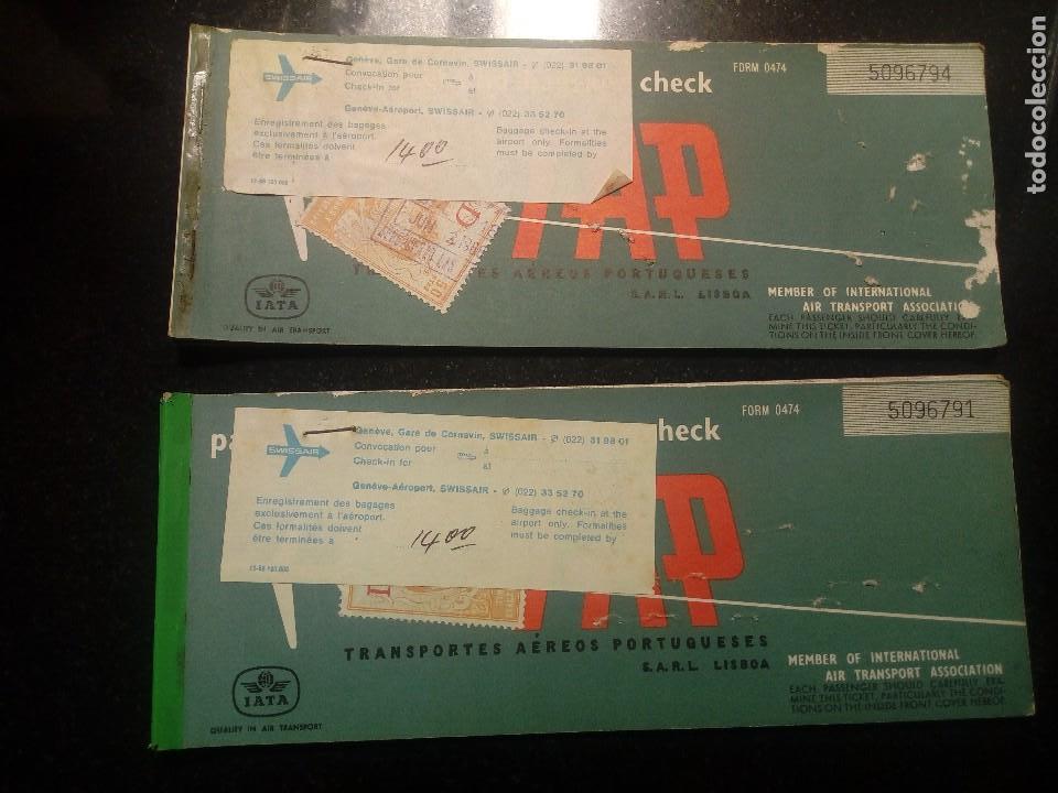 Collectionnisme Billets de transport: lote 2 ANTIGUA BILLETE TARJETA EMBARQUE AEROL&Iacute;NEA TAP TRANSPORTES AEREOS PORTUGUESES LISBOA