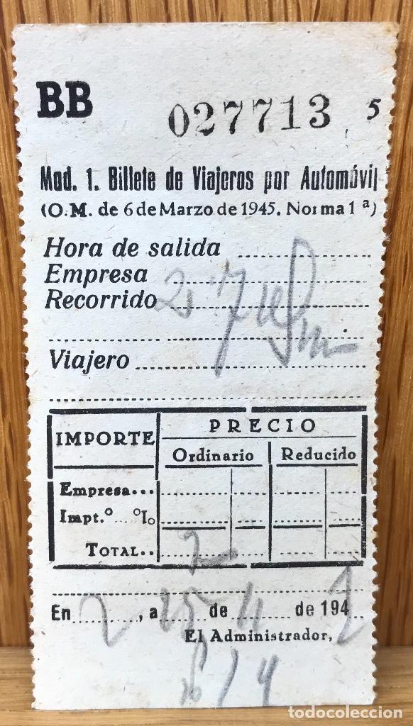 Collectables Transport Tickets: Billete de viajeros por Autom&oacute;vil - A&ntilde;os 40