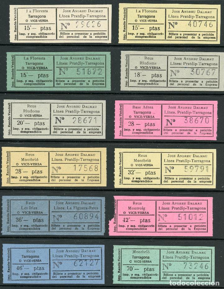 Coleccionismo Billetes de transporte: (L279) 12 BILLETES DE JOSE ANDREU DALMAU // LA FLORESTA, LES IRLES, MONTBRIO, RIUDOMS... // Z13
