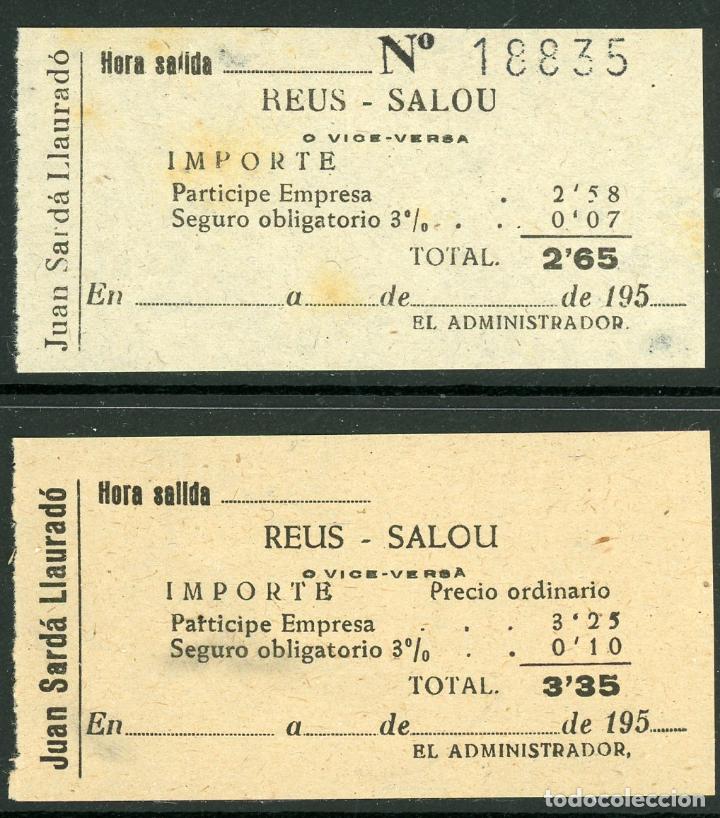 Coleccionismo Billetes de transporte: (L284) 2 BILLETES DE JUAN SARDA LLAURADO // REUS - SALOU // W58