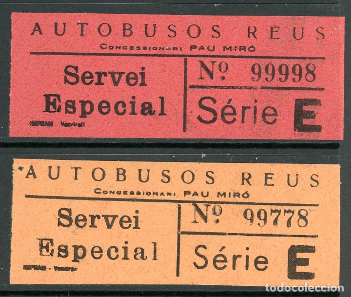 Coleccionismo Billetes de transporte: (L294) 2 BILLETES DE AUTOBUSOS REUS  CONCENSIONARIO PAU MIRO // T-36