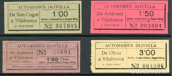 Coleccionismo Billetes de transporte: (L296) 4 BILLETES DE AUTOMNIBUS OLIVELLA // SAN CUGAT, OLESA, AVI&Ntilde;ONET, VILAFRANCA // Z7