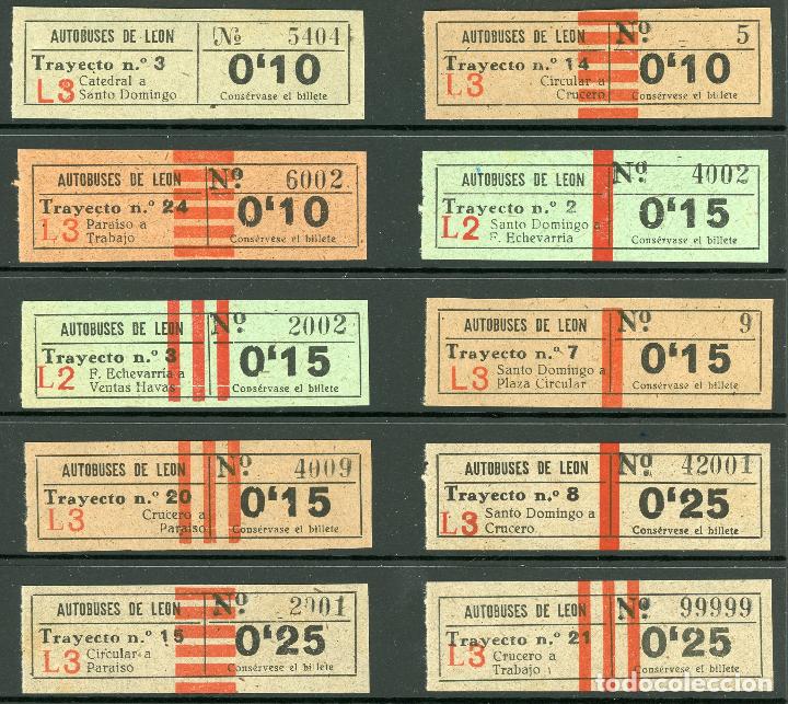 Coleccionismo Billetes de transporte: (L301) 10  BILLETES DE AUTOBUSES DE LEON  // Z27