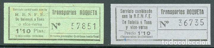 Coleccionismo Billetes de transporte: (L305)  2 BILLETES DE TRANSPORTES ROQUETA // RENFE // BALE&Ntilde;A - TONA  // Z33