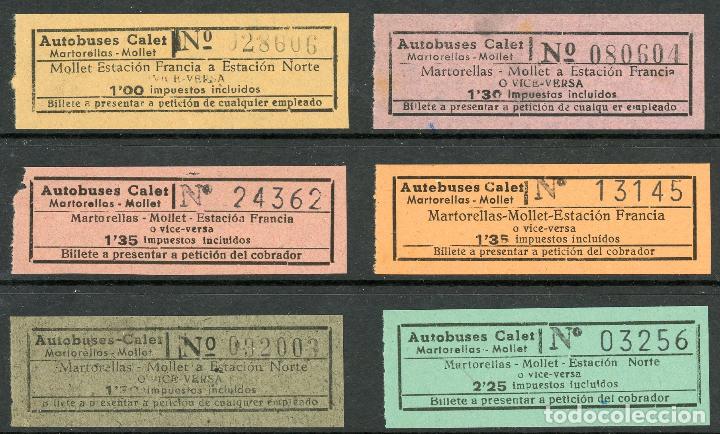 Coleccionismo Billetes de transporte: (L311) 6 BILLETES DE AUTOBUSES CALET // MARTORELLAS - MOLLET // Z44