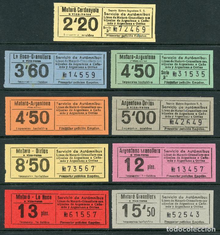 Coleccionismo Billetes de transporte: (L328) 9 BILLETES DE AUTOMNIBUS LINEA MATARO GRANOLLERS  // A&Ntilde;OS 50 // Y32