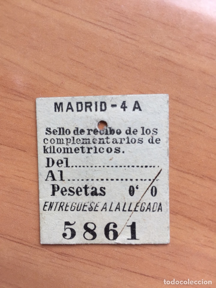 Collectables Transport Tickets: Billete // Complementario Kilom&eacute;trico // Madrid // MZA // 1919