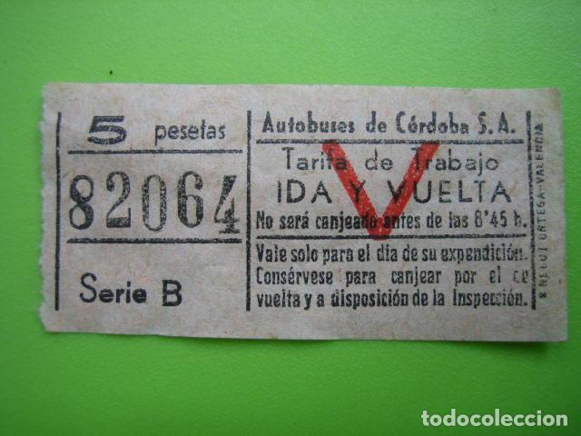 Antiguo billete de transporte autobuses de Córdoba
