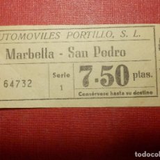 Coleccionismo Billetes de transporte: BILLETE DE TRANSPORTE - AUTOBUS - MARBELLA-SAN PEDRO - MÁLAGA - AUTOMÓVILES PORTILLO 7,50 PTAS