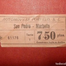 Coleccionismo Billetes de transporte: BILLETE DE TRANSPORTE - AUTOBUS - SAN PEDRO-MARBELLA - MÁLAGA - AUTOMÓVILES PORTILLO 7,50 PTAS
