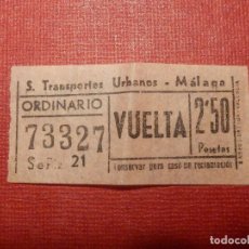 Coleccionismo Billetes de transporte: BILLETE DE TRANSPORTE - AUTOBUS - SERVICIO TRANSPORTES URBANOS MÁLAGA - ORDINARIO VUELTA 2,50 PESTA