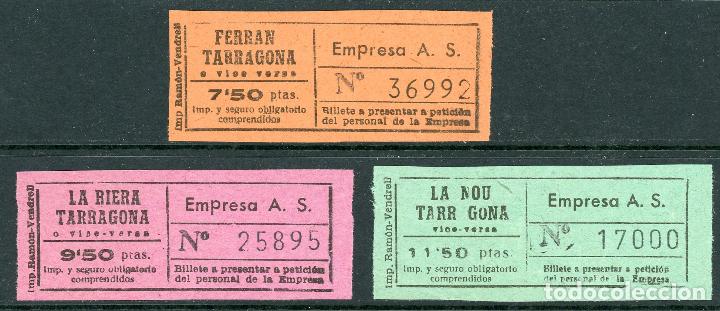 Colecionismos Bilhetes de Transporte: (L339)  3 BILLETE DE EMPRESA A.S. // A&Ntilde;OS 40 // Z2