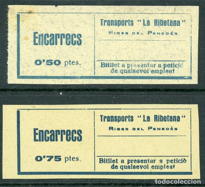 Coleccionismo Billetes de transporte: (L337) 2 BILLETES DE TRANSPORTS LA RIBETANA // ENCARRECS // A&Ntilde;OS 30 // Z2