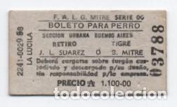 Coleccionismo billetes de transporte: (ALB-TC-23) BILLETE FERROCARRIL TREN FERROCARRILES ARGENTINOS BILLETE PARA PERRO