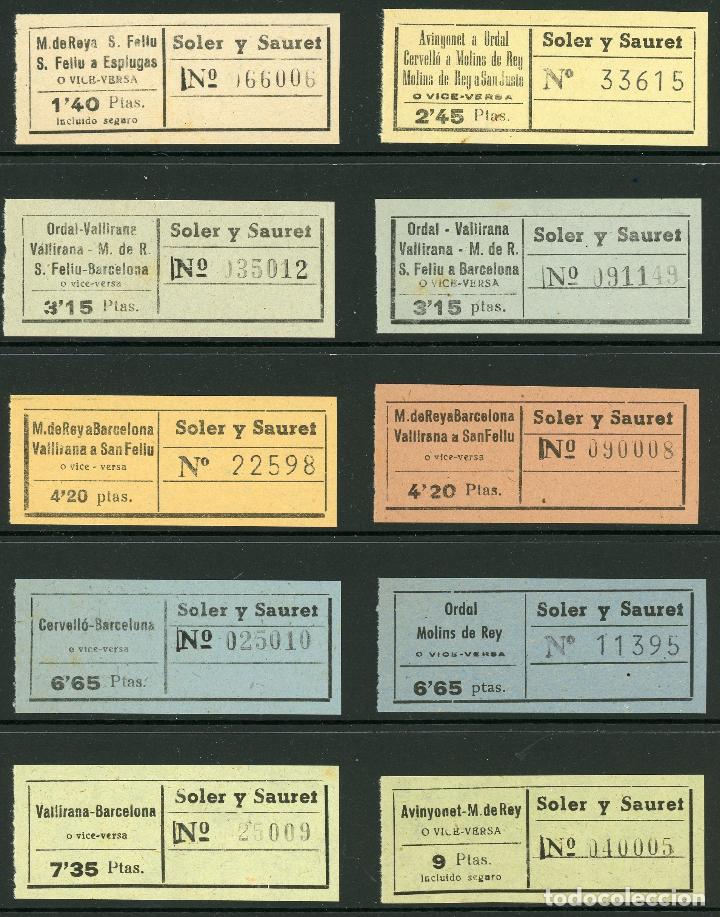 Coleccionismo Billetes de transporte: (L368) 10 BILLETES DE SOLER Y SAURET // A&Ntilde;OS 50 // T51