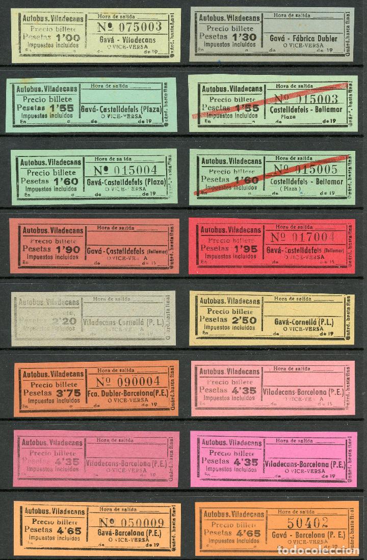 Coleccionismo Billetes de transporte: (L367) 16 BILLETES DE AUTOBUS. VILADECANS  // T48