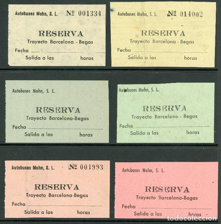 Collectables Transport Tickets: (L366) 4 BILLETES DE AUTOBUSES. MOHN // RESERVA TRAYECTO BCN - BEGAS // A&Ntilde;OS 50-60 // T46
