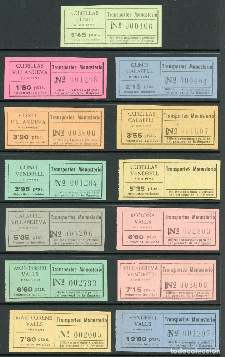 Coleccionismo Billetes de transporte: (L361) 13 BILLETES DE TRANSPORTES MONASTERIO // A&Ntilde;OS 40-50 // T29