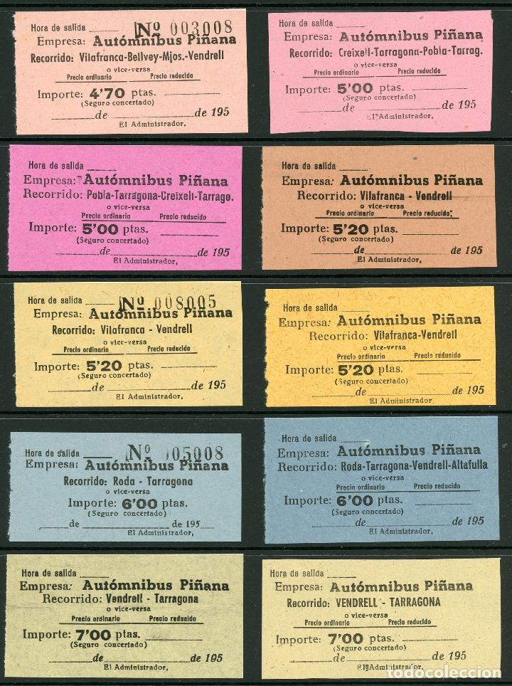 Coleccionismo Billetes de transporte: (L360) 10 BILLETES DE AUTOMNIBUS PI&Ntilde;ANA  // A&Ntilde;OS 50 // T23