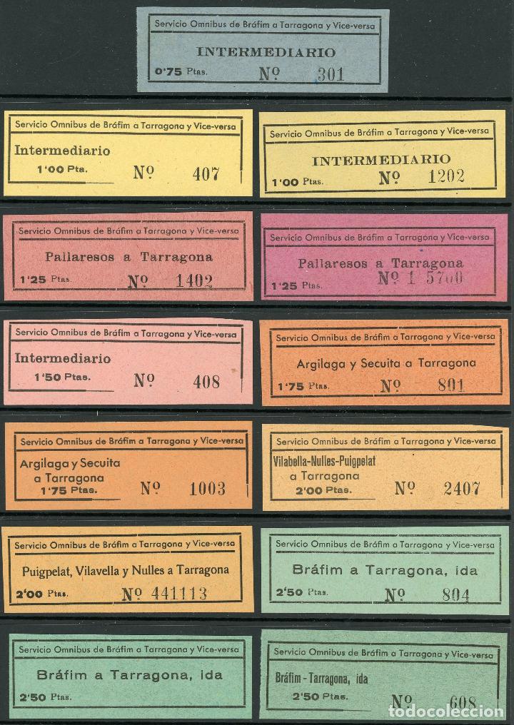 Coleccionismo Billetes de transporte: (L357) 13 BILLETES DE SERV. OMNIBUS BRAFIM A TARRAGONA // A&Ntilde;OS 50 // T23