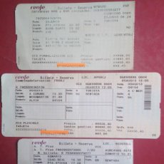 Colecionismos Bilhetes de Transporte: LOTE 3 BILLETES - TICKETS RENFE. Lote 119479143