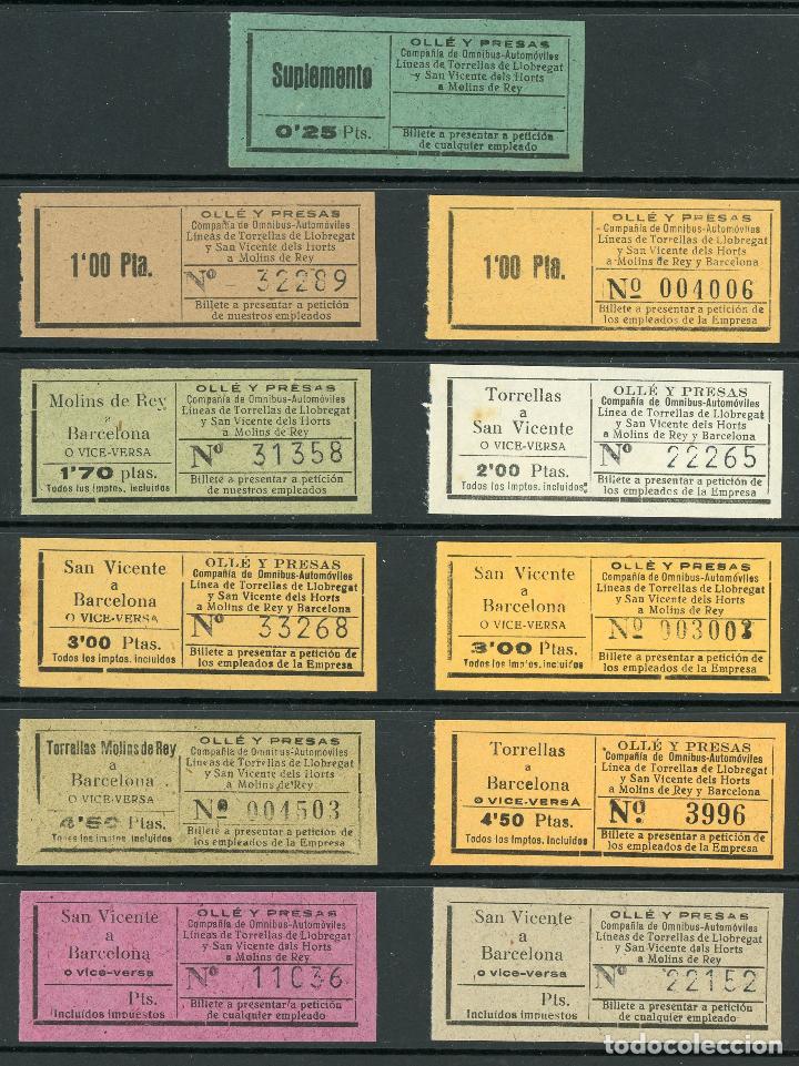 Coleccionismo Billetes de transporte: (L373) 11 BILLETE DE OLLE Y PRESAS // TORELLAS DE LL. - SAN VICENTE DEL HORTS - MOLINS DE REY // W54